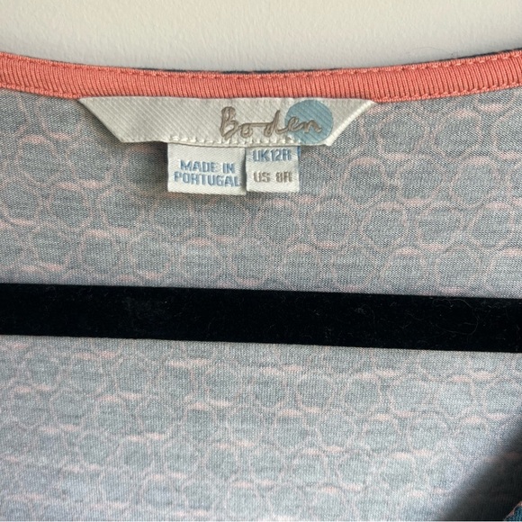 Boden Navy & White Geo Floral Empire Waist Dress Jersey Knit Stretch UK12/US8 - Picture 6 of 12